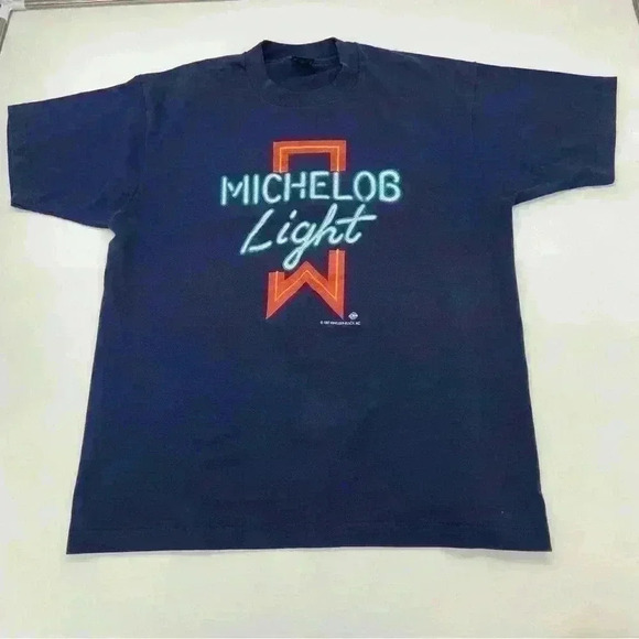 Screen Stars Best Other - Vintage 1987 Michelob Light Blue Size XL Made in USA - Single Stitch